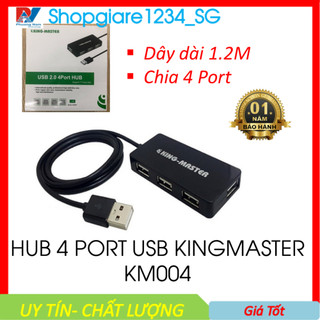 Hub USB 2.0 chia 4 cổng cáp dài 1,2m KINGMASTER KM004- Hàng Chính Hãng, Full Box