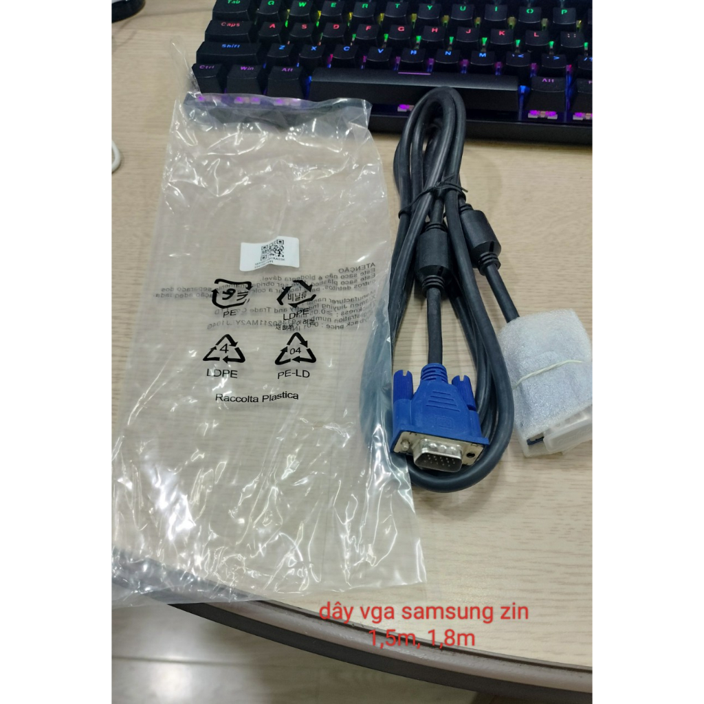 Cáp Vga 1.5m Hàng Zin Theo Lcd Dell/ Samsung- Chống Nhiễu. Dùng Cho Màn Hình LCD, Máy Tính.
