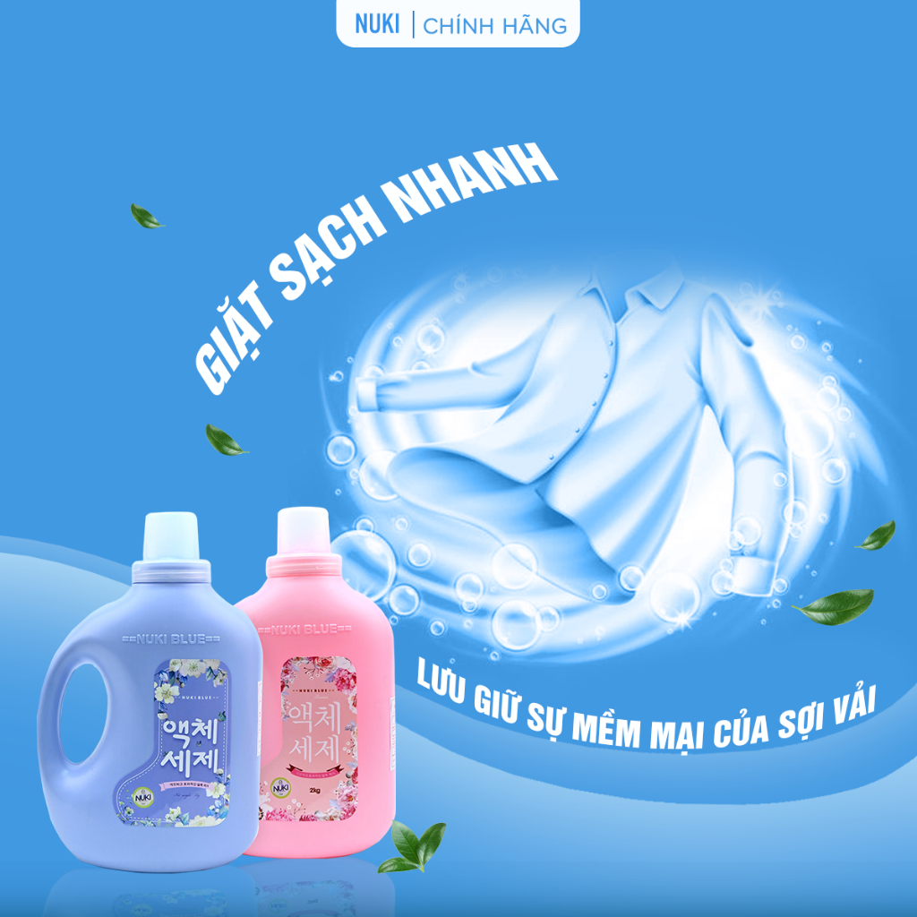 Combo 2 Túi 1 Can Nước Giặt Xả Hương Thảo Mộc Nuki Blue 6kg Lưu Hương Đậm Sâu