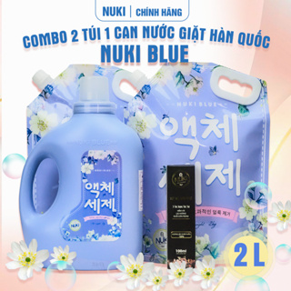 Combo 2 Túi 1 Can Nước Giặt Xả Hương Thảo Mộc Nuki Blue 6kg Lưu Hương Đậm