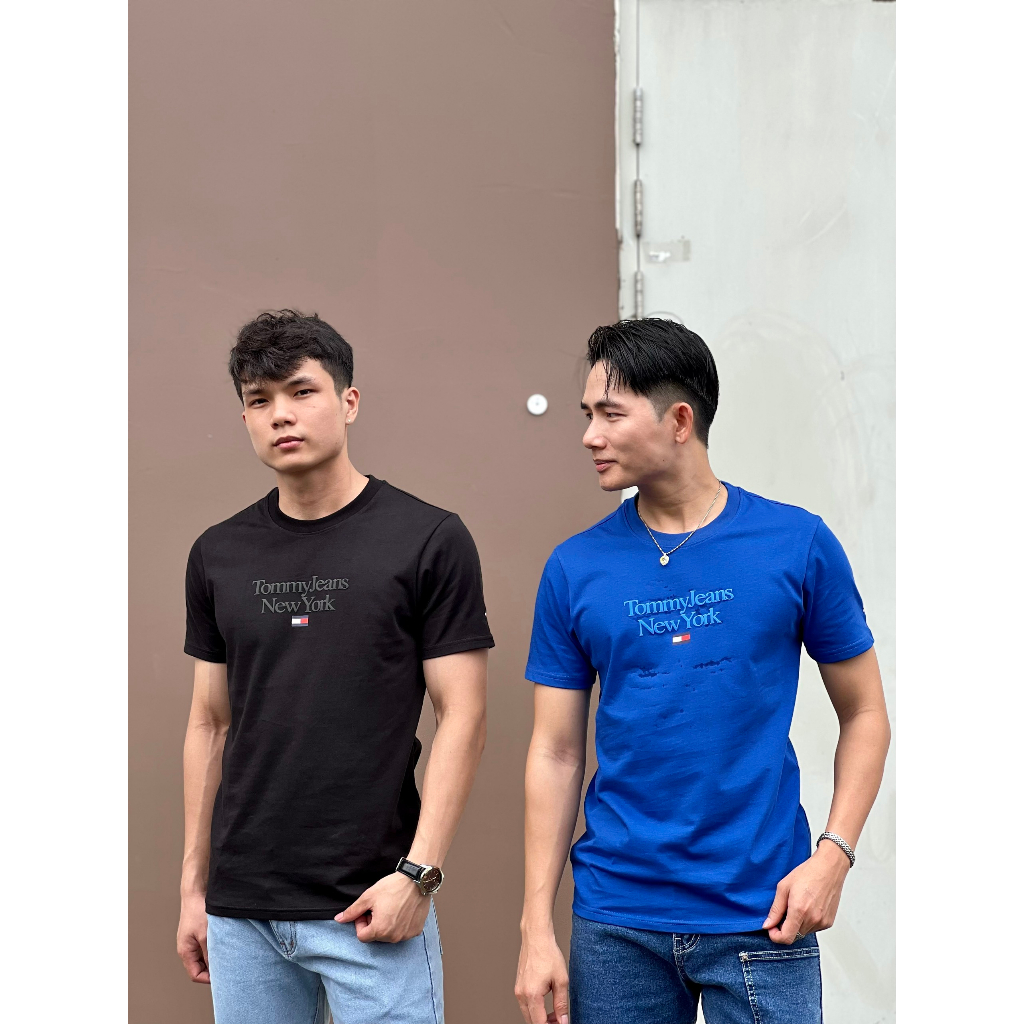 Áo thun ngắn tay cổ tròn cotton 2 chiều T--o-m----m--y- in phồng sắc nét chính phẩm tay thêu logo