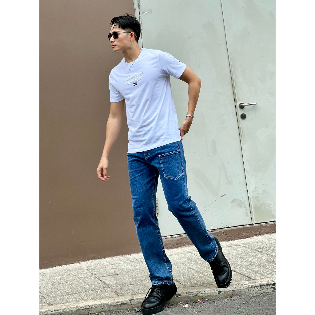 Áo thun ngắn tay cổ tròn cotton 2 chiều T--o-m----m--y- in phồng sắc nét chính phẩm tay thêu logo