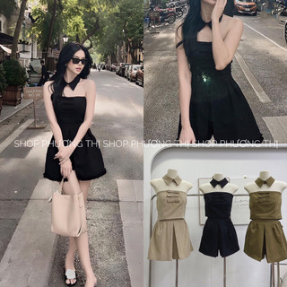 SÉT ÁO QUÂY 3 NƠ KÈM QUẦN SOOC TẶNG CHOKER (hàng sẵn đủ màu)