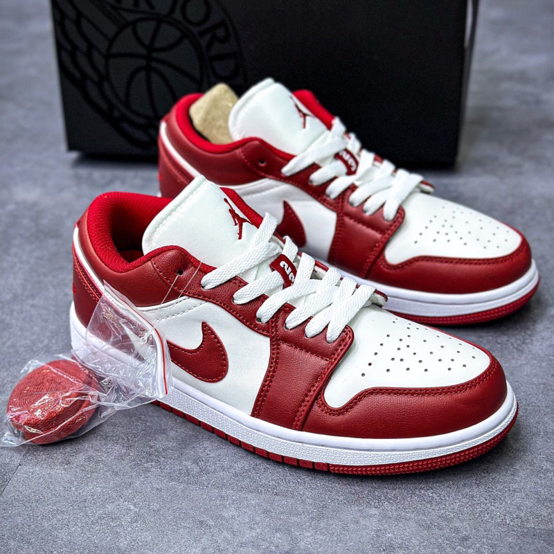 Giày thể thao Sneaker nam nữ Jordan 1 Low trắng đỏ cực hot, JD 1 Low Gym Red White Cổ Thấp Full BOX+BILL -