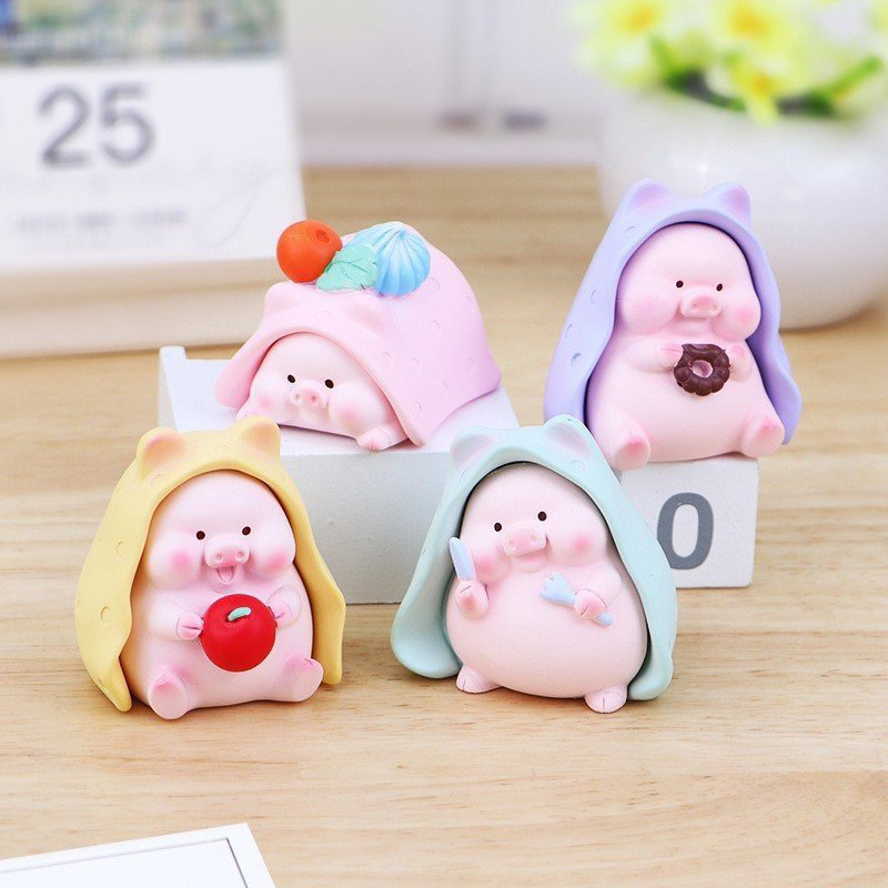 COMBO 4 chú heo hồng chùm chăn siêu dễ thương dùng trang trí bàn học,tặng quà ny,.......