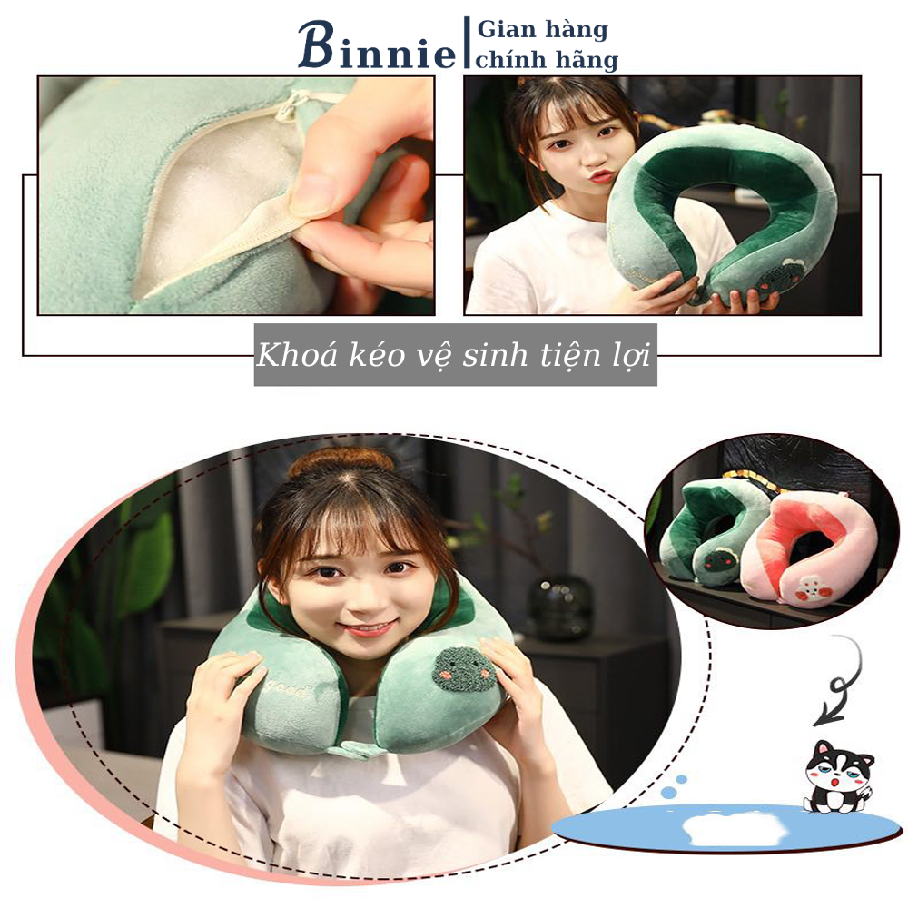 Gối chữ u văn phòng hình thú BINNIECUTE chống mỏi cổ vai gáy cao cấp- kích thước 30x30cm