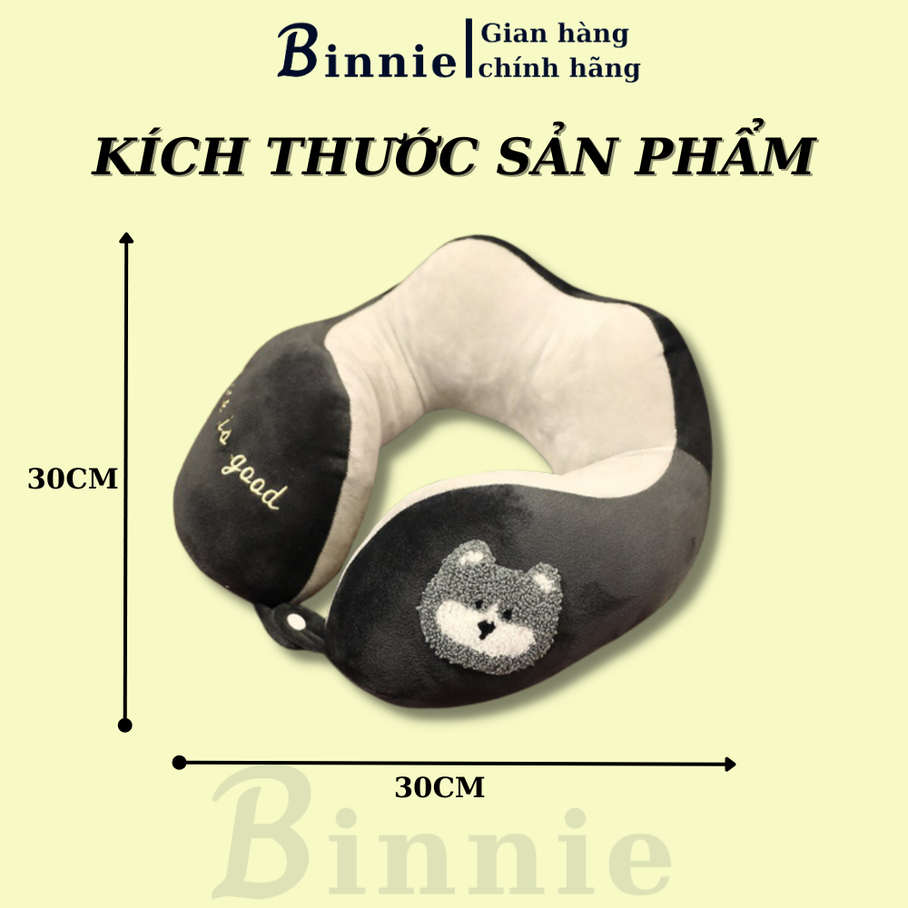 Gối chữ u văn phòng hình thú BINNIECUTE chống mỏi cổ vai gáy cao cấp- kích thước 30x30cm