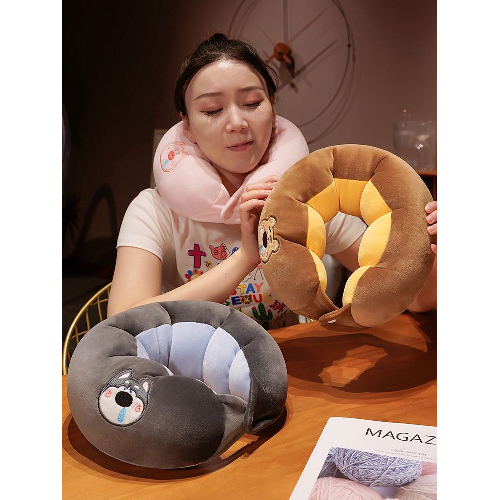 Gối chữ u văn phòng hình thú BINNIECUTE chống mỏi cổ vai gáy cao cấp- kích thước 30x30cm