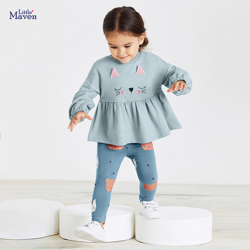 Bộ Little Maven bé gái mùa thu phong cách Âu Mỹ