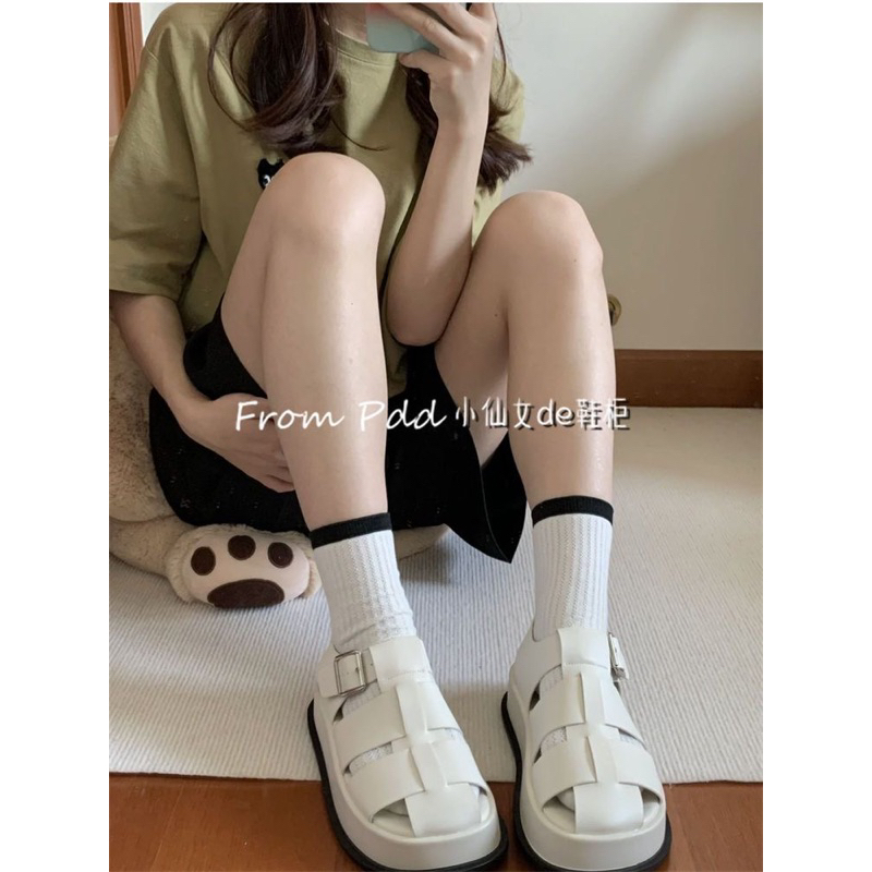 Giày Sandal Nữ Ulzzang - Giày quai hậu nữ đế bằng phong cách La Mã