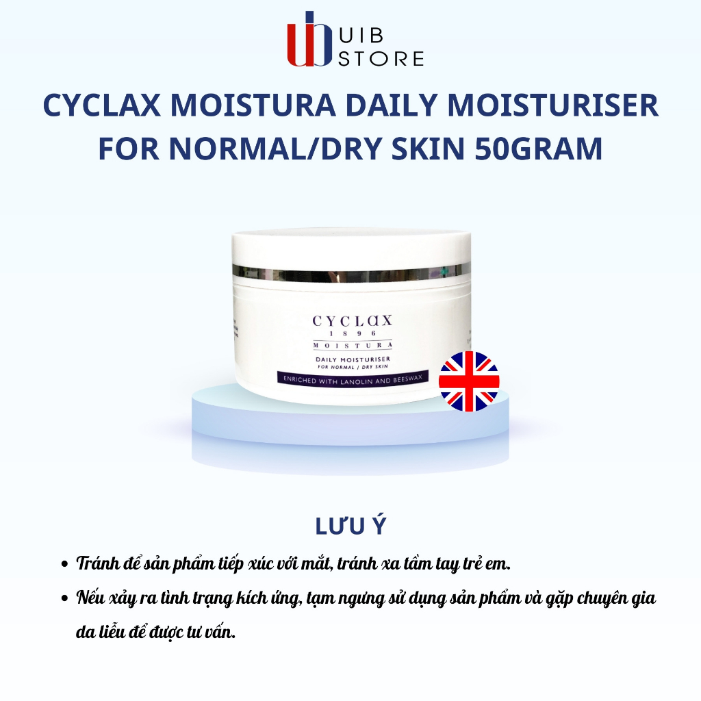 Kem dưỡng ẩm hằng ngày Daily moisturiser for normal/ dry skin dành cho da thường/ da khô 50gr CYCLAX