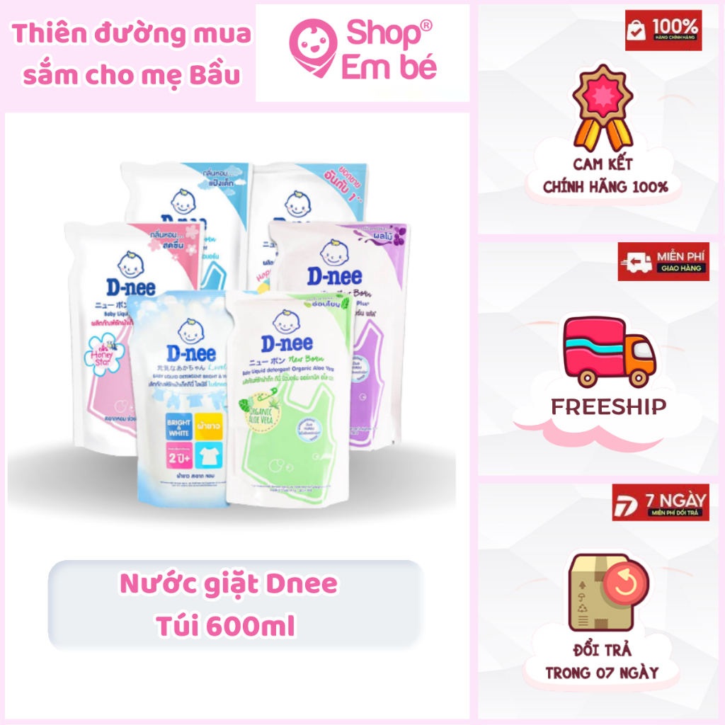 Nước Giặt Dnee Cho Bé Sơ Sinh (Túi 600ml)- Hàng Chính Hãng Thái Lan - An Toàn Cho Trẻ Sơ Sinh- Shop Em Bé