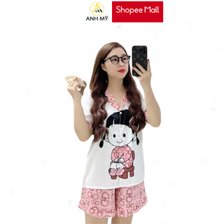 Đồ bộ pijama ANH MỸ mặc nhà chất liệu lụa mango cao cấp chính hãng đùi SP0132 official.anhmy