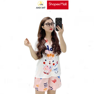 Đồ bộ pijama ANH MỸ mặc nhà chất liệu lụa mango cao cấp chính hãng đùi SP0133 official.anhmy