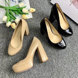🌸 hàng có sẵn 🌸 giày mũi tròn da bóng đế đúp xuất âu
