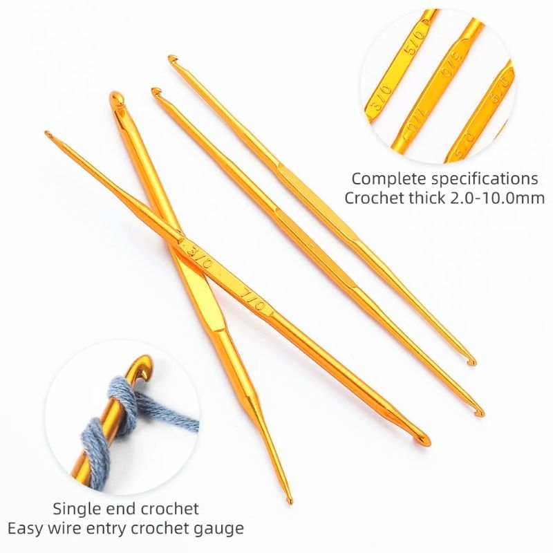 Kim móc nhôm 2 đầu cán vàng