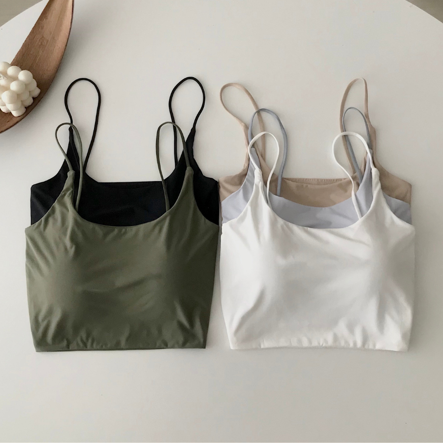 Áo bra nữ 2 dây có mút chất vải bo gân mịn LEZI 10522 - Jemcloset
