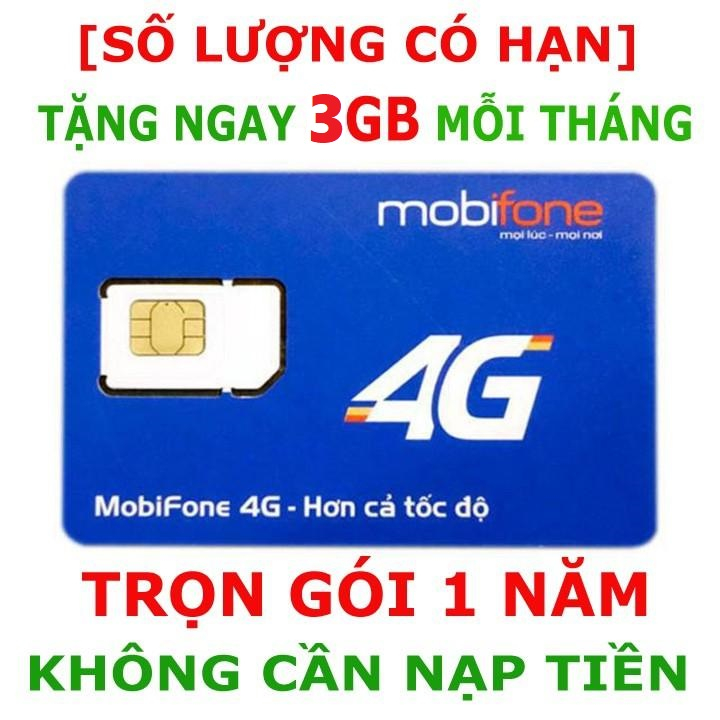 SIM MDT255 Dùng 4G Trọn Gói 1 Năm Mobifone Không Cần Nạp Tiền Tặng 3GB / Tháng x 12 Tháng Mua Về Sử Dụng Luôn