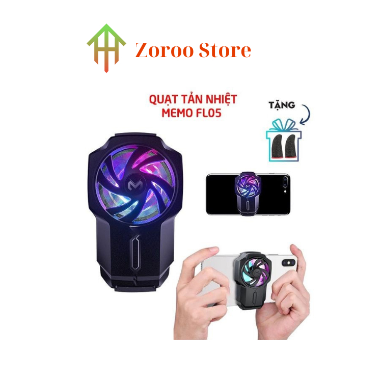 Quạt tản nhiệt điện thoại ZORRO Memo FL05 sức gió mạnh 6000V/phút có Pin sạc Led RGB