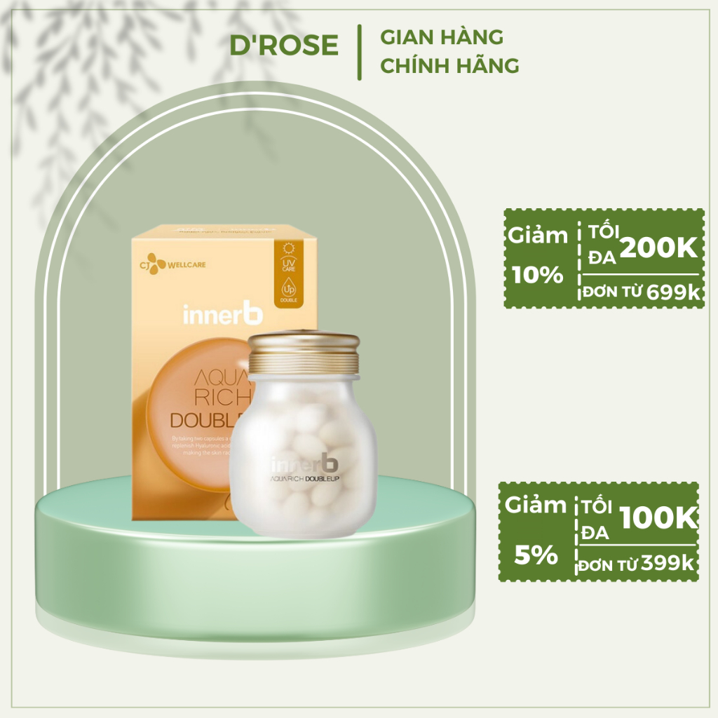 Viên uống cấp nước innerb aqua rich 70 viên - Bản nâng cấp (giữ ẩm da sáng mịn từ AxitHyaluronic) - DR35