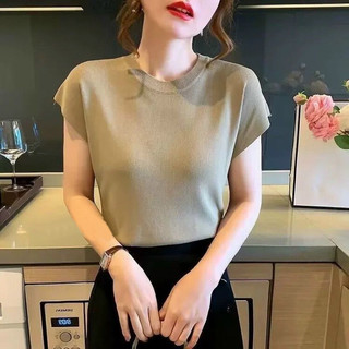 Áo Len Tay Hến Nữ CHIPXINHXK Tay Ngắn Cổ Tròn Thấp chất liệu Len Mỏng mềm mịn phong cách Hàn Quốc xinh xắn - SCTA203