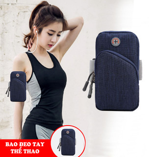 Bao đeo tay chạy bộ đạp xe vải bố (18 x 11cm) - Xanh Lam