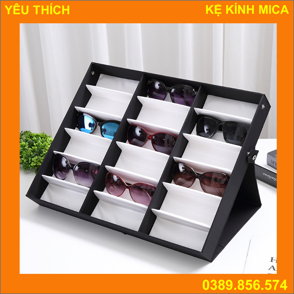 (Rẻ vô địch) Khay đựng kính 18 ngăn tiện lợi có màng che bụi, Khay đựng kính mắt