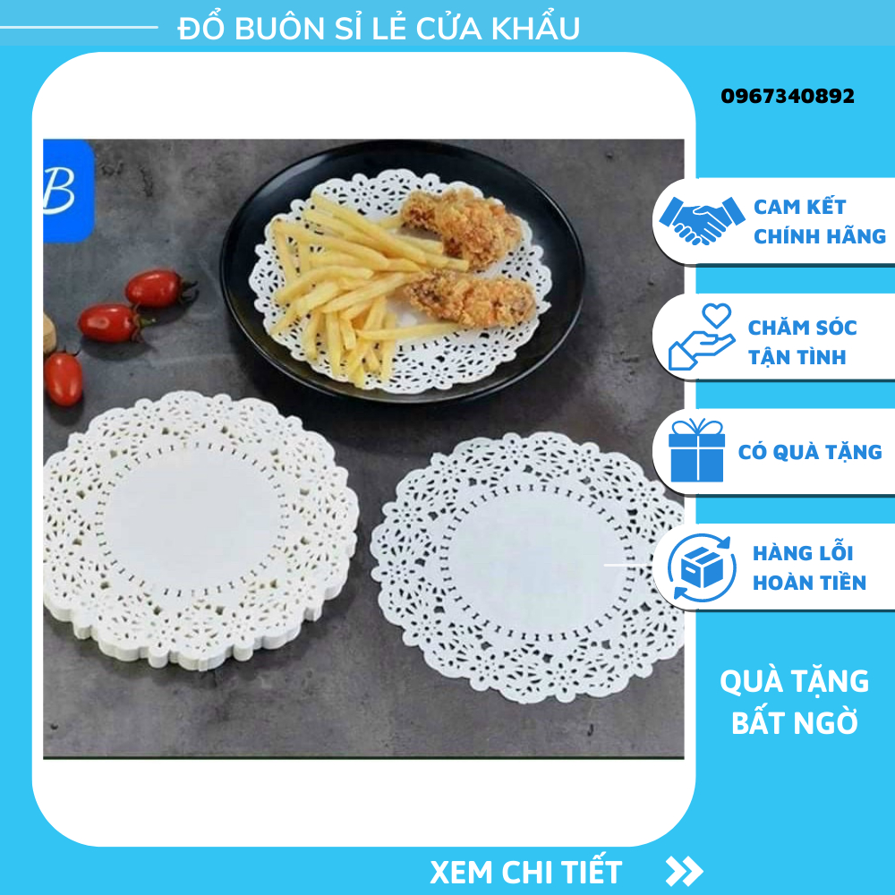 Sét 140 Tờ Giấy Nến Lót Đĩa Thấm Dầu Mỡ 23cm - Đục Lỗ Hoạ Văn Siêu Đẹp - Sang Trọng, Tiện Lợi