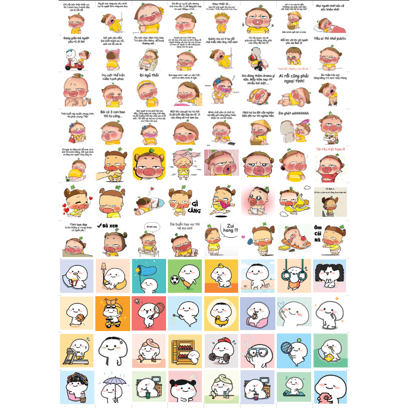 COMBO 88 TEM DÁN STICKER QUỲNH AKA cute