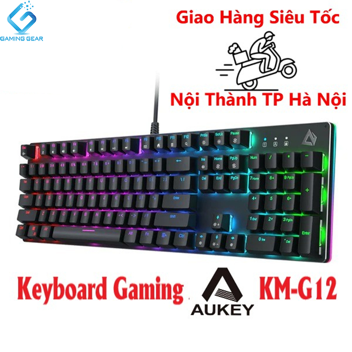 Bàn Phím Cơ AUKEY KM-G12 Đèn Led RGB, Outemu Switch Siêu Bền, Keycap ABS Phủ Nhám, Bảo Hành 2 Năm