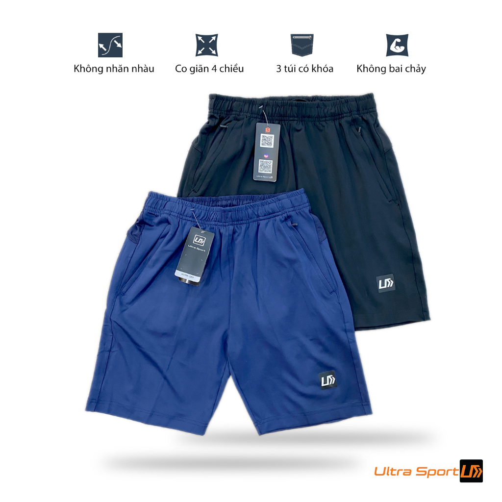 Quần đùi thể thao nam Ultra Sport chất thun co giãn 4 chiều, thấm hút mồ hôi, không xù