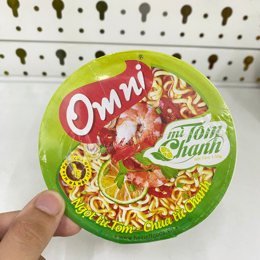 Mì tôm Chanh Omni gói 75g, mì tôm Omni Chanh cốc 65g, mì tôm Omni chanh bát 75g vị tôm chua cay tiện lợi ăn liền