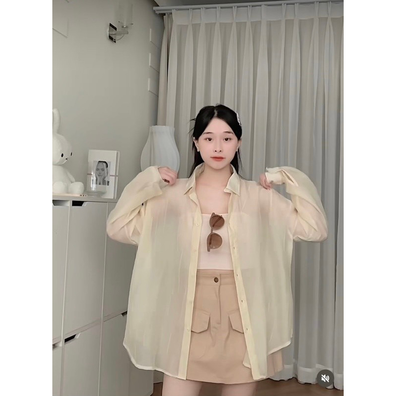 Set 2 món áo sơ mi chất đũi xước kèm áo 2 dây cực xinh minchuli 2023