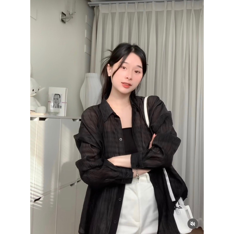 Set 2 món áo sơ mi chất đũi xước kèm áo 2 dây cực xinh minchuli 2023