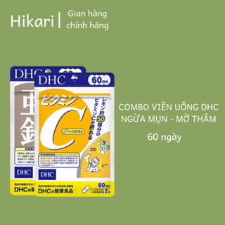 Combo Viên uống DHC Ngừa mụn Mờ thâm 60 Ngày Kẽm 60 Viên gói & Vitamin C