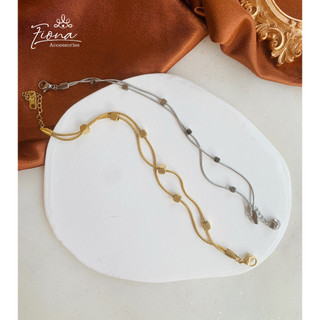 Vòng tay lắc tay nữ 2 dây bi vuông basic FIONA