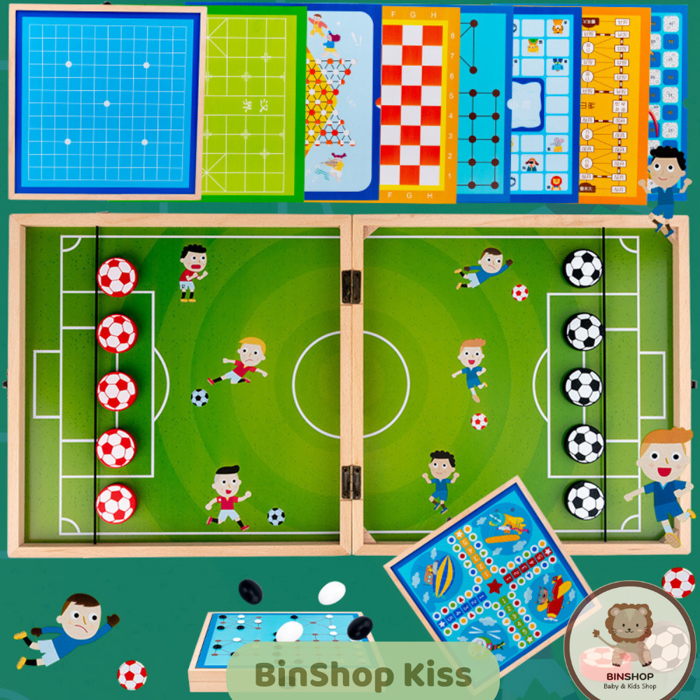 Bàn cờ đa năng 3 trong 1 Cờ vua/Cờ búng/Cờ Ludo/Cờ Vây , Đồ chơi trẻ em chất liệu gỗ cao