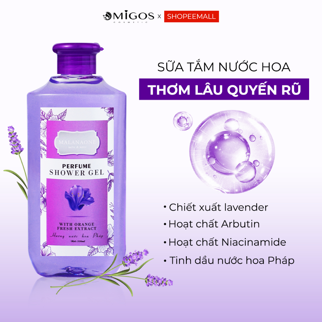 Bộ Quà Tặng Sữa Tắm Trắng Da Thơm Lâu Malananone, Hương Nước Hoa Nữ Quyến Rũ, Làm Sáng Da, NGỪA KHUẨN Lưu Hương 6H 330ml