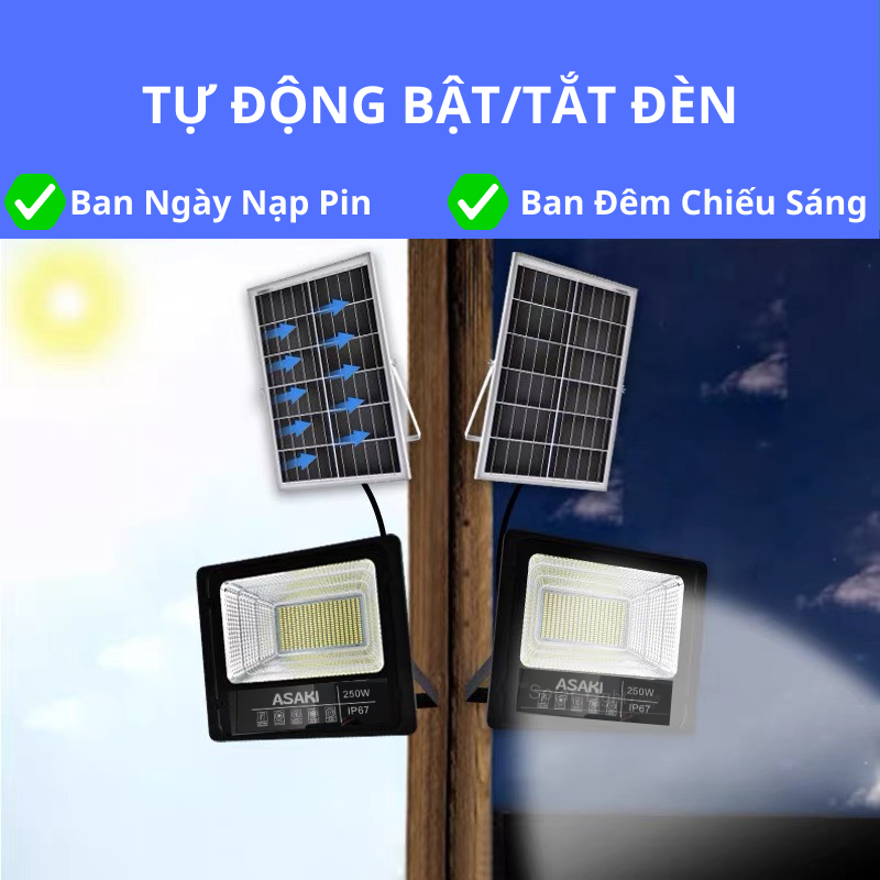 Đèn Led Năng Lượng Mặt Trời Asaki Den Ngoài Trời Chống Nước Siêu Bền