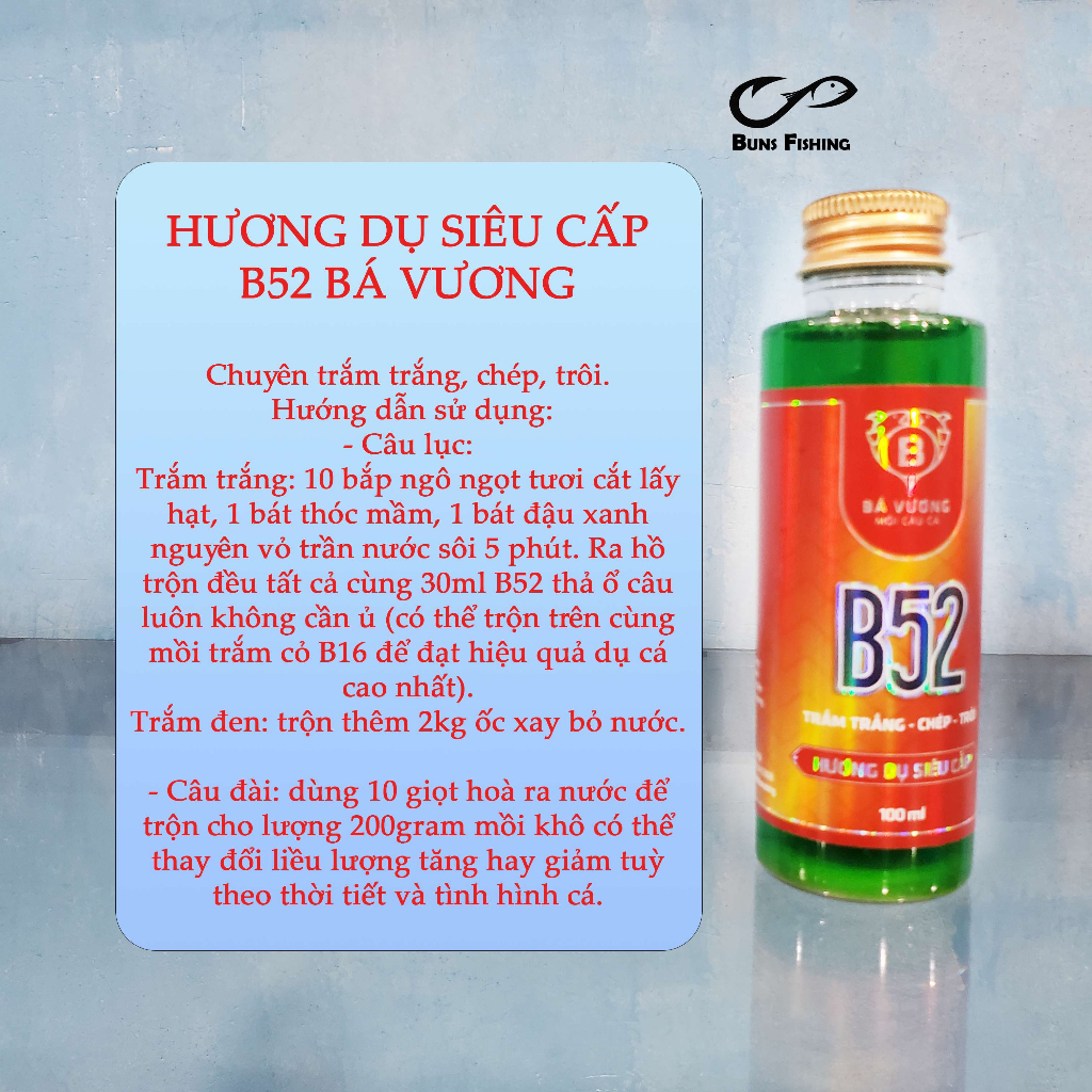Hương liệu câu cá B52 Bá Vương - Buns Fishing