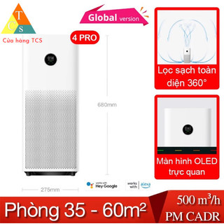 Máy lọc không khí XM Smart Air Purifier 4 Pro (60m2) Ion BHR5056EU - Bản Quốc Tế, Bảo hành 12 tháng