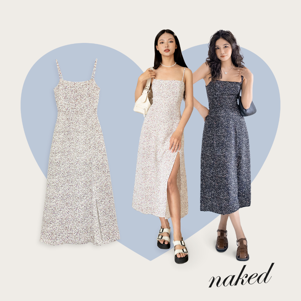 Váy hai dây hoa nhí sẻ Naked by V - Lavender Dress