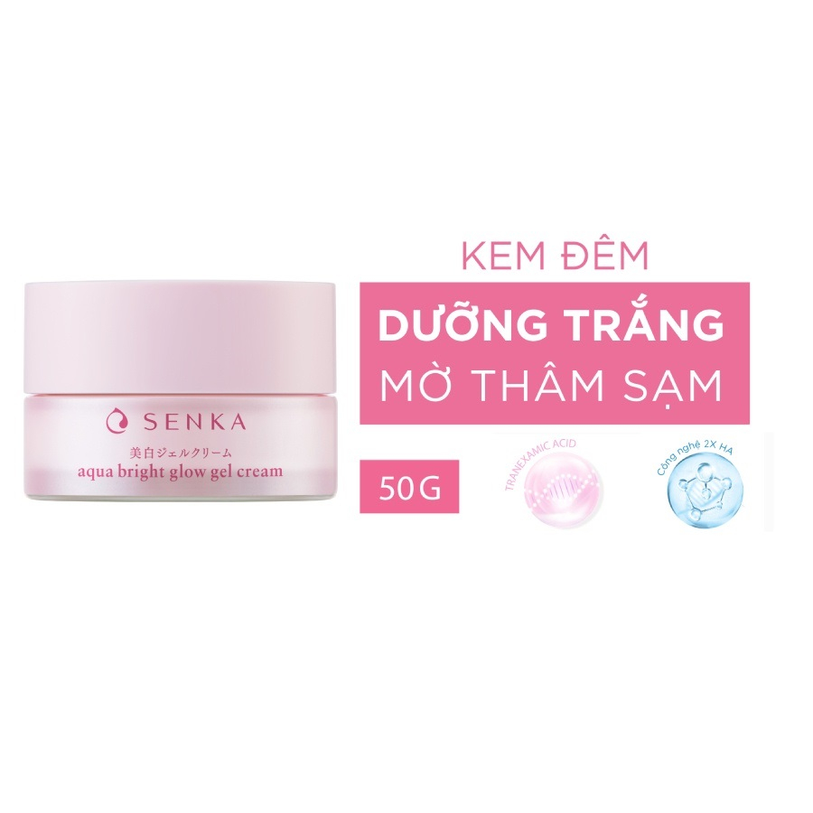 Kem Dưỡng Trắng Da Ban Đêm Senka Aqua Bright Glow Gel Cream 50g