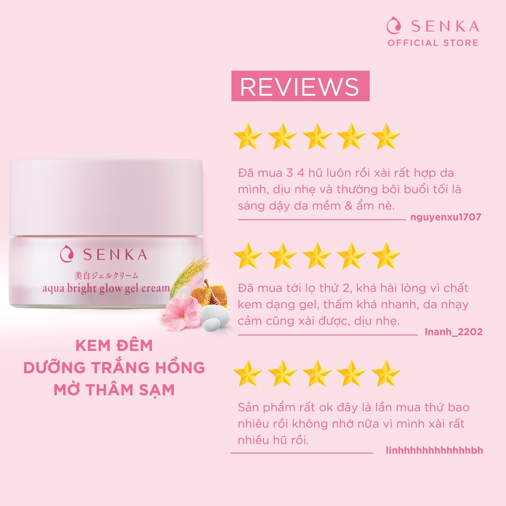 Kem Dưỡng Trắng Da Ban Đêm Senka Aqua Bright Glow Gel Cream 50g