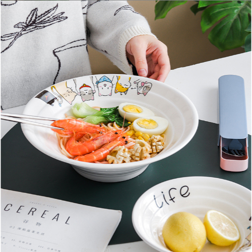 Bát tô canh mèo size to miu miu life nhiều màu BDIA67 cute dễ thương thức ăn Bộ Chén Dĩa 22.5cm 1000ml