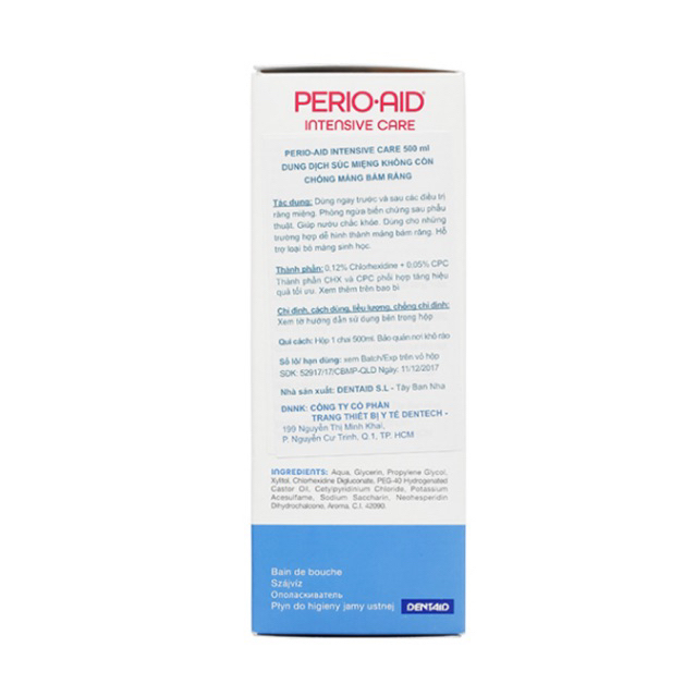 Perio-Aid Nước súc miệng Intensive Care giúp nướu răng chắc khỏe chai 150ml