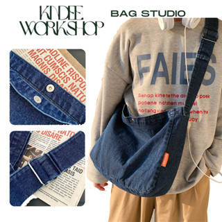 Túi vải bò đeo chéo thời trang giỏ đi học đi chơi đựng sách vở tài liệu tiện lợi cặp da xịn cứng phong cách MINA