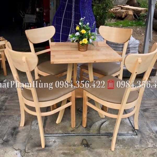 Bộ bàn ghế cafe, bàn ăn, bàn trà, tựa lưng, gỗ tự nhiên sang trọng