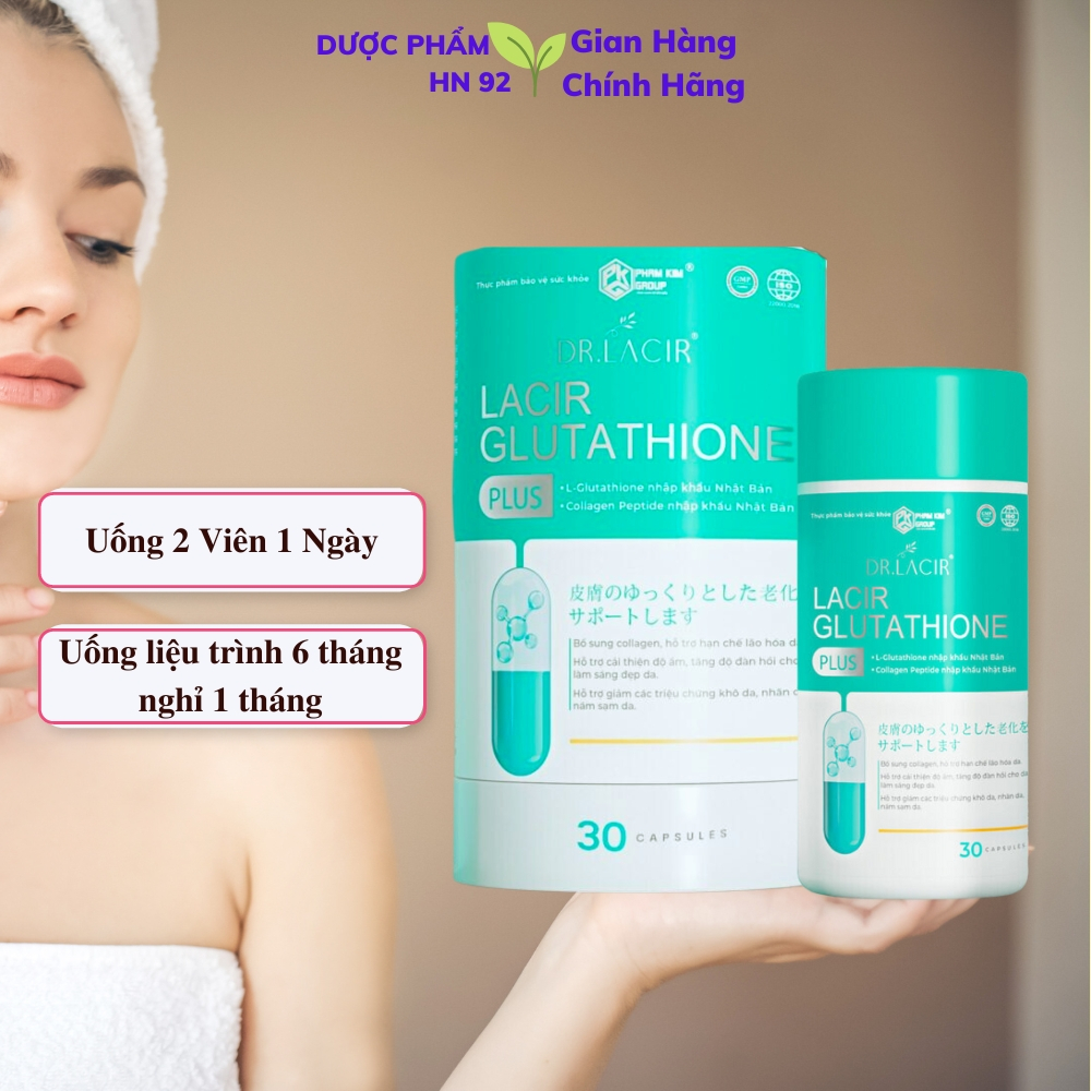Viên uống trắng da Dr Lacir Glutathione Plus Viên uống trắng da, mờ nám, ngăn ngừa lão hóa, giảm nếp nhăn Duocphamhn92 h