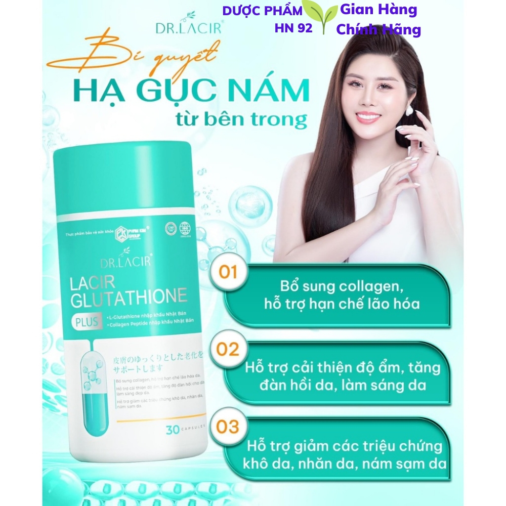 Viên uống trắng da Dr Lacir Glutathione Plus Viên uống trắng da, mờ nám, ngăn ngừa lão hóa, giảm nếp nhăn Duocphamhn92 h